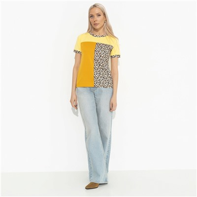 Футболка в стиле сolor block, Стильное сочетание (желтая)