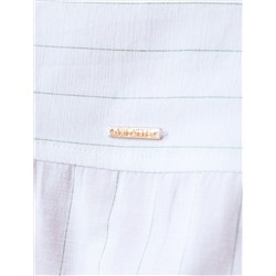 Блузка свободного силуэта в тонкую полоску из эластичного хлопка с добавлением льна