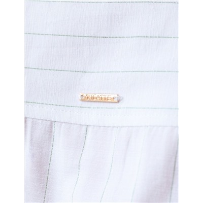 Блузка свободного силуэта в тонкую полоску из эластичного хлопка с добавлением льна