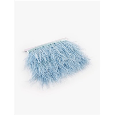 Перья страуса декоративные, на ленте, 8-10 см, 5±0.5 м, голубые