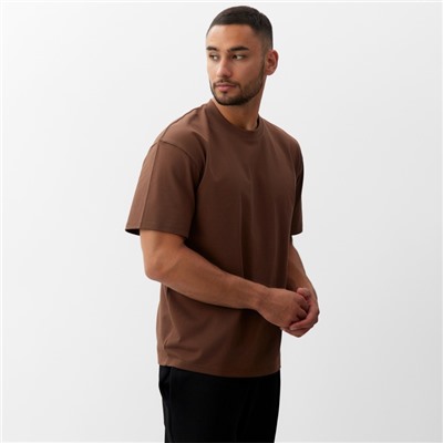 Футболка мужская MINAKU, коричневая, размер 46-48