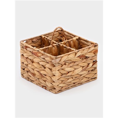 Корзинка для подачи столовых приборов Доляна «Камыш», 4 секции, 20×14 см, солома