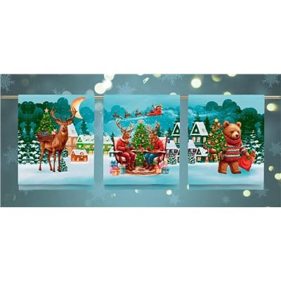 К-т полотенец "Праздник к нам приходит" 50*60 см. - 3 шт. рогожка хлопок 100%