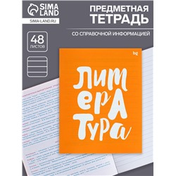 Тетрадь предметная 48 листов в линейку «Домино. Литература», обложка пластиковая