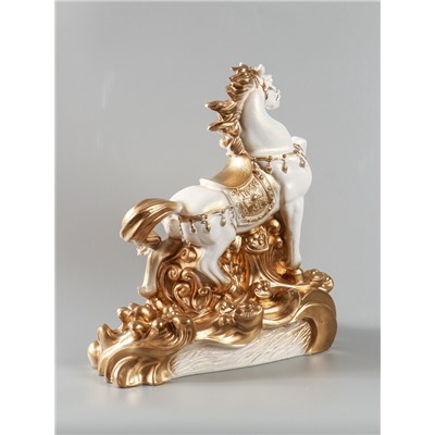 УЦЕНКА Фигура "Конь огненный" 40,5х36х15 см, белый с золотом