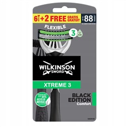 Станок для бритья одноразовый Schick (Wilkinson Sword) Xtreme-3 Black Edition (6+2шт.)