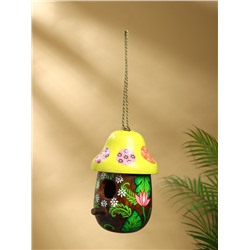 Подвесной декор «Скворечник-грибок», 22×15×15 см, дерево, зелёный