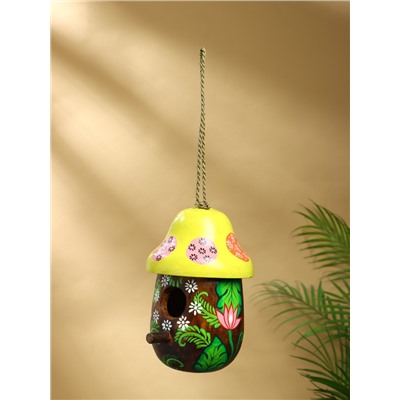 Подвесной декор «Скворечник-грибок», 22×15×15 см, дерево, зелёный