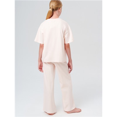 Комплект трикотажный для девочек: фуфайка (футболка), брюки