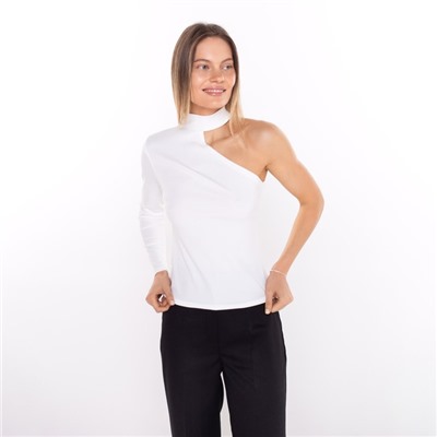 Лонгслив на одно плечо женский, белый, размер 44