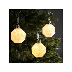 Набор ёлочных шаров «Изморозь», 3 шт., d=7.5 см, 3 LED, от батареек AG13×9, свечение тёплое белое