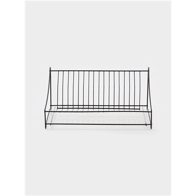 Сушилка для тарелок с поддоном, 38×17.5×23.5 см, чёрная