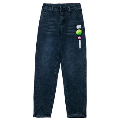 Брюки текстильные джинсовые утепленные флисом для девочек