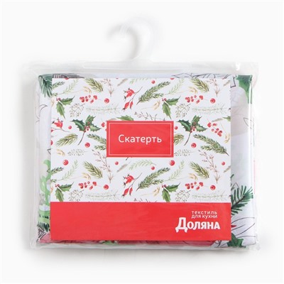 Скатерть новогодняя Доляна «Рождественский букет» 145×300 см, 100% п/э