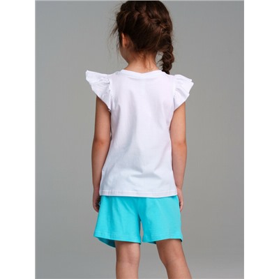 Комплект трикотажный для девочек: фуфайка (футболка), шорты