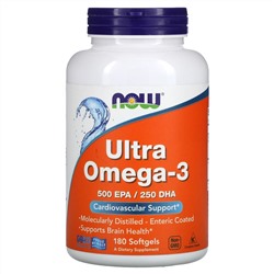 Now Foods, ультра омега-3, 180 капсул