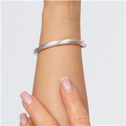 Браслет женский на руку, жесткий металический, покрытие посеребрение, №016035, арт. 001.335