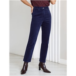 Укороченные эластичные брюки слим из микро вельвета