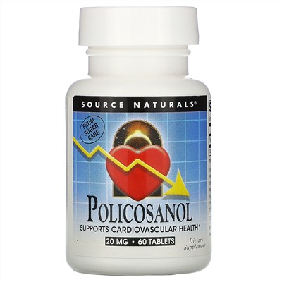 Source Naturals, Поликосанол, 20 мг, 60 таблеток