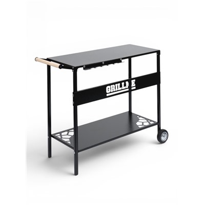 Столик на колесах Grillme, 35×115×83 см, для мангала, сталь 1 мм, чёрный