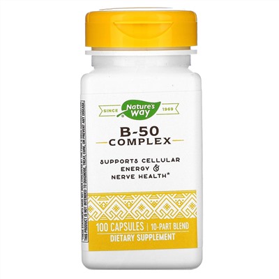 Nature's Way, комплекс витаминов B-50, 100 капсул