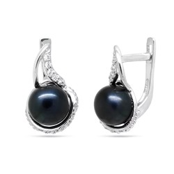 Серьги из серебра жемчуг, С1328ч