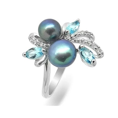 Кольцо из серебра жемчуг, куб.иркон., К1336чг