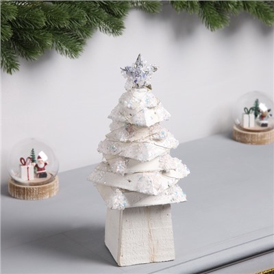 Фигура деревянная «Ёлочка белая», 27×14×14 см, 35 LED, батарейки AAx2 (не в комплекте), свечение теплое белое