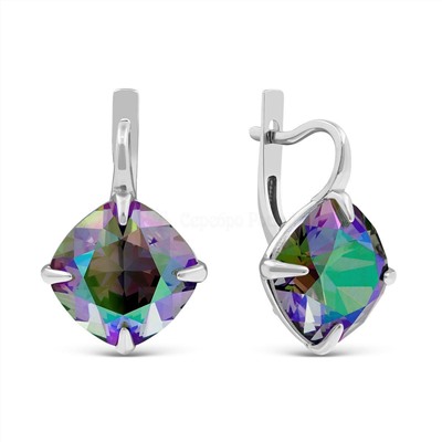 Серьги из серебра с кристаллами Swarovski родированные 925 пробы с-017-001PARSH