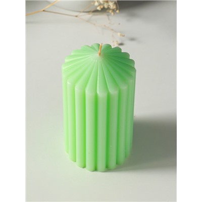 Свеча - цилиндр 7×14 см, 370 г, рифлёная, мята