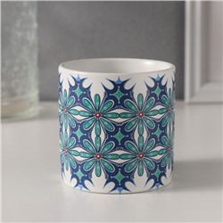 Вазон керамика «Голубые цветы» 200 мл 7.3×7.3×7.3 см