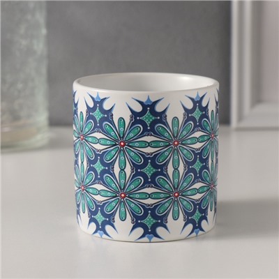 Вазон керамика «Голубые цветы» 200 мл 7.3×7.3×7.3 см