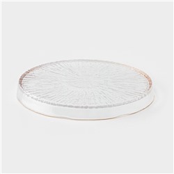 Десертная тарелка Magistro Water lily, d=15 см, стекло, с золотой каймой, прозрачная