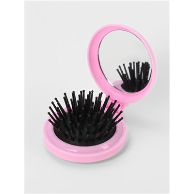 Расчёска массажная LOVE, складная, с зеркалом, d=6.5 см, МИКС