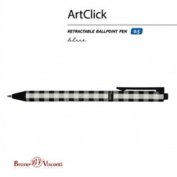Ручка автоматическая шариковая 0.5мм "ArtClick.Монохром. Клетка" синяя 20-0281/22 Bruno Visconti