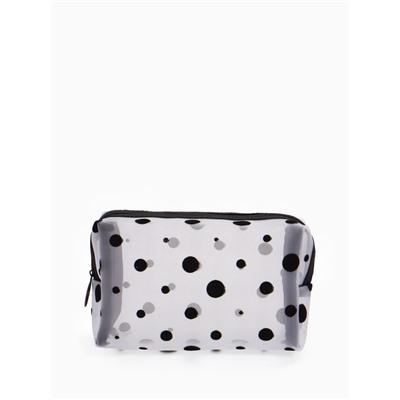 Косметичка женская DOT, с рисунком, сетка, на молнии, белая