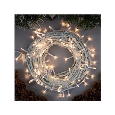 Гирлянда «Нить» 20 м, IP20, белая нить, 200 LED, свечение тёплое белое, 8 режимов, 220 В