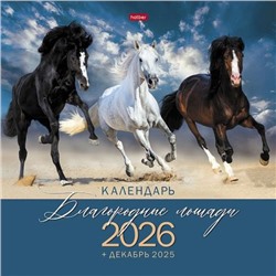 Календарь перекидной настенный 2026 г. 30х30 см Стандарт "Благородные лошади"+Декабрь 2025г (091901) 34340 Хатбер