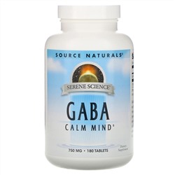 Source Naturals, GABA Calm Mind, ГАМК, 750 мг, 180 таблеток