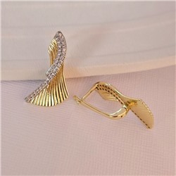 Серьги ювелирная бижутерия Итальянское золото (покрытие желтое 14к), вставка: фианиты, цвет: прозрачный, арт.216.444