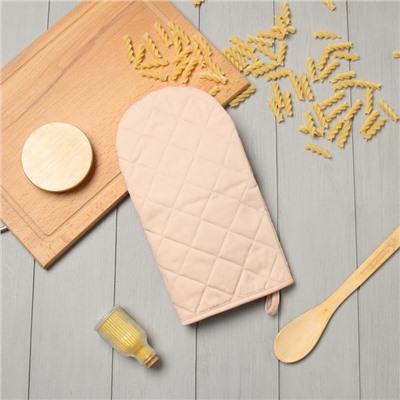 Варежка-прихватка «Этель» Kitchen, бежевая, 15×28 см, саржа, 100% хлопок