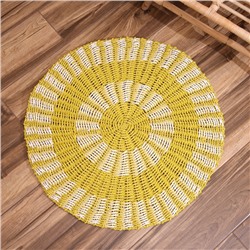 Ковёр на пол круглый пластиковый «Кольца», 80 см, пластик, жёлтый