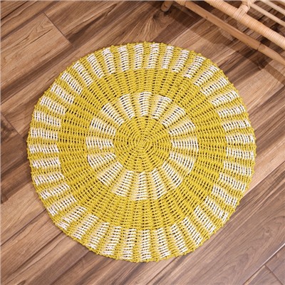 Ковёр на пол круглый пластиковый «Кольца», 80 см, пластик, жёлтый