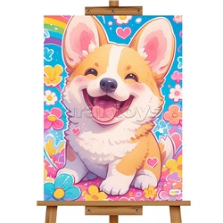 Мозаика алмазная "Довольный корги" 20*30см.
