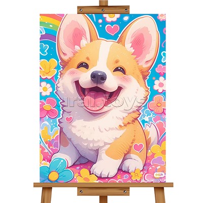 Мозаика алмазная "Довольный корги" 20*30см.