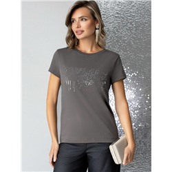 Нарядная футболка с принтом фольгой из премиального хлопка с эластаном