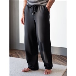 Брюки прямые на резинке из футера двухнитки с эластаном с затяжкой по низу