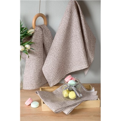 Набор кухонных полотенец Льняное полотно капучино (Капучино)