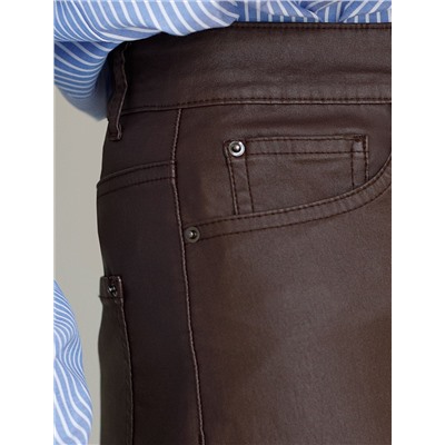 Брюки-трубы из эластичного хлопка с эффектом кожи