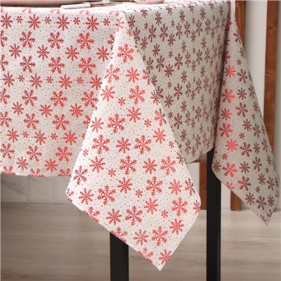 Скатерть новогодняя «Этель. Снежинки», 100×140±5 см, 80% п/э, 20% лён, 120 г/м²